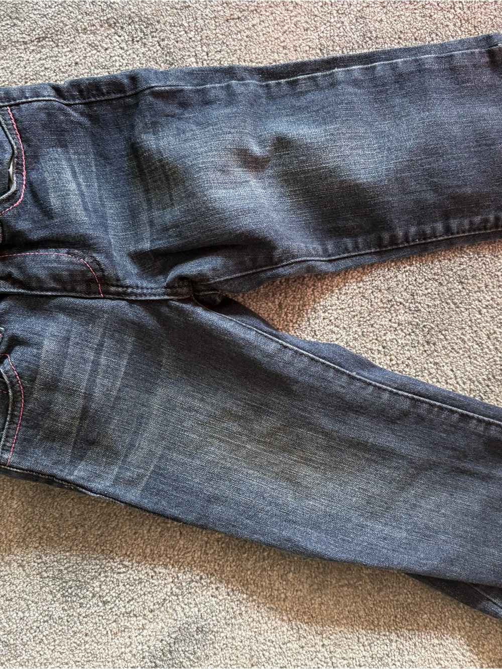 Dark Wash Girl’s 4T Jeans with Pink Stitching